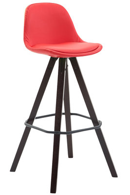 Barkruk Frinklan Volledig Bekleed Kunstleder vierkant frame Rood,cappuccino (eiche)