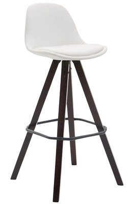 Barkruk Frinklan Volledig Bekleed Kunstleder vierkant frame Wit,cappuccino (eiche)