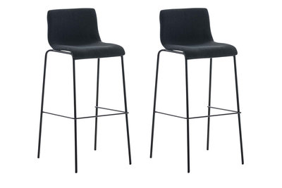 Set van 2 barkrukken Heovor Stof Zwart,Zwart