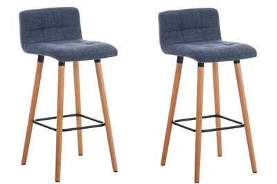 Set van 2 barkrukken Lonciln Stof natura,Blauw