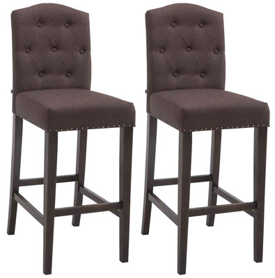 Set van 2 barkrukken Leiuso Stof Bruin,antik