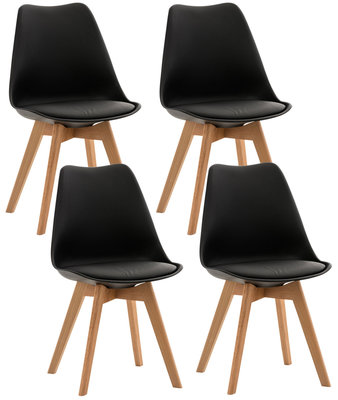 Set van 4 eetkamerstoelen Lenaris Zwart,Kunststoff