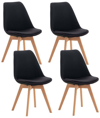 Set van 4 eetkamerstoelen Lenaris Zwart,Stoff