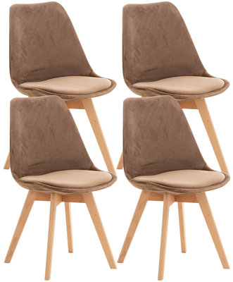 Set van 4 eetkamerstoelen Lenaris Bruin,Samt