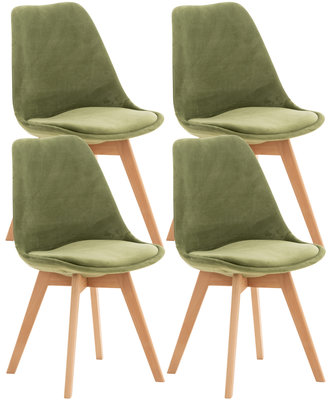 Set van 4 eetkamerstoelen Lenaris Groen,Samt