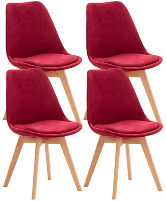 Set van 4 eetkamerstoelen Lenaris Rood,Samt