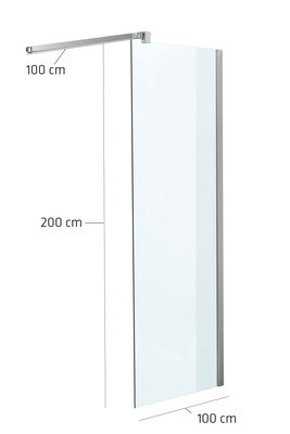 Douchewand Nano Richthoekig klarglas,100x200x100 cm,