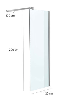 Douchewand Nano Richthoekig klarglas,120x200x100 cm,
