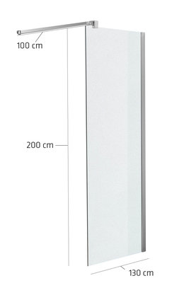 Luxe design douchewand NANO van echt glas (vierkant) milchglas,130x200x100 cm,