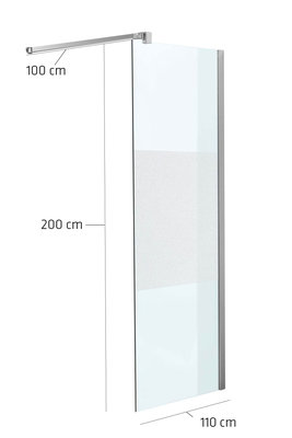 Luxe design douchewand NANO van echt glas (vierkant) halbmilchglas,110x200x100 cm,