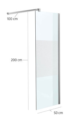 Luxe design douchewand NANO van echt glas (vierkant) halbmilchglas,50x200x100 cm,