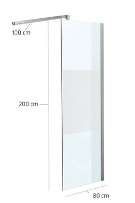 Douchewand Nano Richthoekig halbmilchglas,80x200x100 cm,