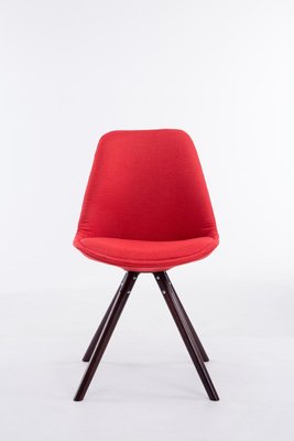 Eetkamerstoel Teulouso Rond frame Stof Rood,cappuccino
