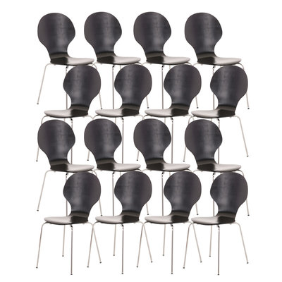 Set van 16 stapelstoelen Doegi Zwart
