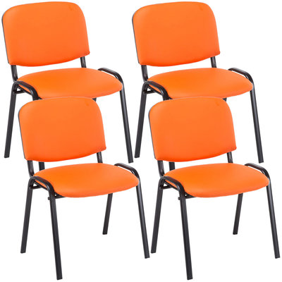 4-delige set bezoekersstoel Kin Kunstleer Oranje