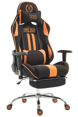 Racing bureaustoel Lemit stof Zwart/Oranje,mit Fußablage