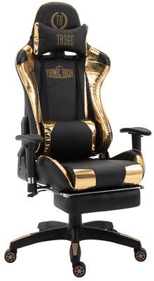 Racing bureaustoel XL Torbu met voetsteun Zwart/glanz gold,Kunstleder (metallic)