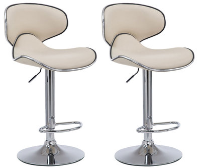 Set van 2 barkrukken Lis Vigis kunstleer Creme,Chroom