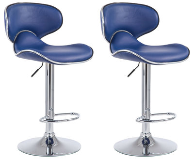 Set van 2 barkrukken Lis Vigis kunstleer Blauw,Chroom