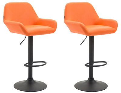 Set van 2 barkrukken Brigi kunstleer Oranje,Zwart