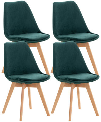 Set van 4 eetkamerstoelen Lenaris Groen,Samt