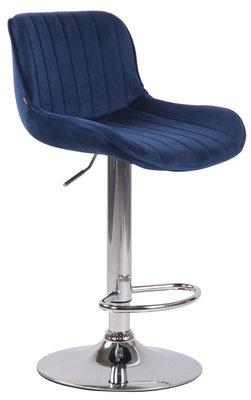 Barkruk Lintine fluweel Blauw,Chroom