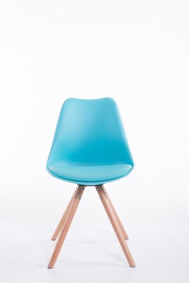 Eetkamerstoel Teulouso Rond frame Kunstleer Blauw,natura