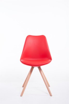 Eetkamerstoel Teulouso Rond frame Kunstleer Rood,natura