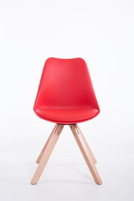 Eetkamerstoel Teulouso Vierkant frame Kunstleer Rood,natura