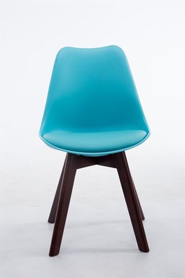 Eetkamerstoel Birnii V2 Kunstleer Blauw,walnuss