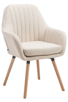 Retro eetkamerstoel Flarion, stof Creme,natura