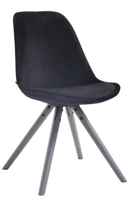 Eetkamerstoel Teulouso fluweel rond frame Zwart,Grijs