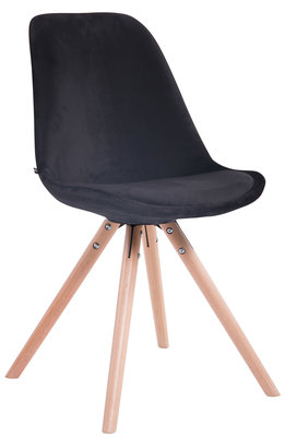 Eetkamerstoel Teulouso fluweel rond frame Zwart,natura