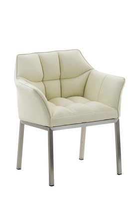 Eetkamerstoel Octavia Kunstleder Creme,Metaal