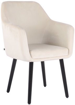 Eetkamerstoel Etrucht fluweel Creme,Zwart (eiche)