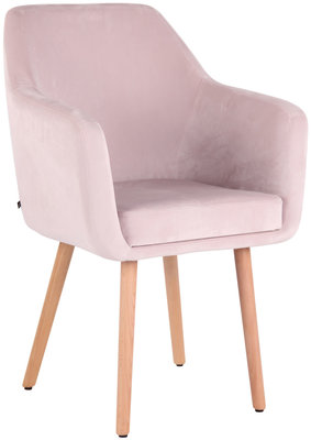 Eetkamerstoel Etrucht fluweel pink,natura (eiche),
