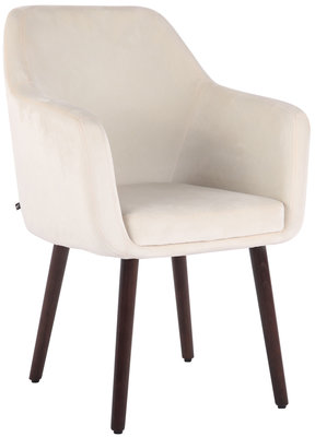 Eetkamerstoel Etrucht fluweel Creme,walnuss (eiche)