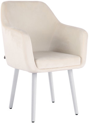Eetkamerstoel Etrucht fluweel Creme,Wit (eiche)
