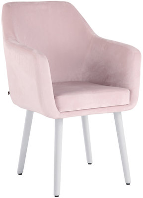Eetkamerstoel Etrucht fluweel pink,Wit (eiche)