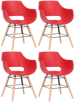 Set van 4 stoelen Skein Rood,natura
