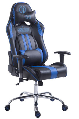 Racing bureaustoel Lemit V2 kunstleer Zwart/Blauw,ohne Fußablage