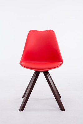 Eetkamerstoel Teulouso Vierkant frame Kunstleer Rood,cappuccino