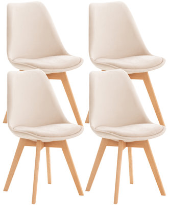 Set van 4 eetkamerstoelen Lenaris beige,Samt,