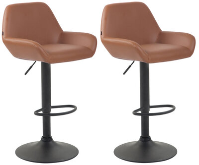 Set van 2 barkrukken Brigi kunstleer licht bruin,zwart, Bruin