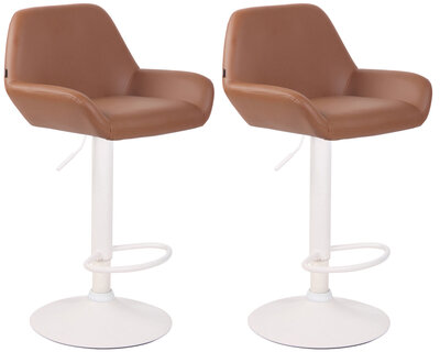 Set van 2 barkrukken Brigi kunstleer licht bruin,wit, Bruin