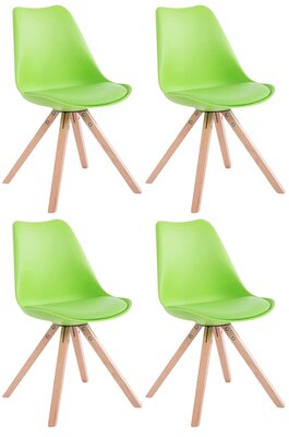 Set van 4 stoelen Teulouso - Vierkant - Kunstleer groen,natura, Groen