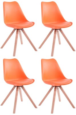 Set van 4 stoelen Teulouso - Vierkant - Kunstleer oranje,natura, Oranje