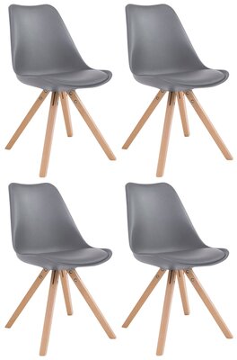 Set van 4 stoelen Teulouso - Vierkant - Kunstleer grijs,natura, Grijs