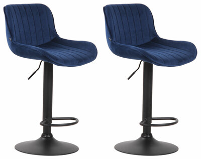 Set van 2 Barkrukken Lintine Fluweel Blauww,zwart