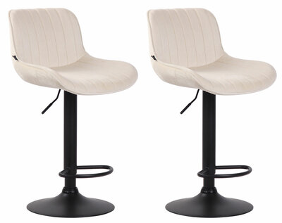 Set van 2 Barkrukken Lintine Fluweel Creme,zwart